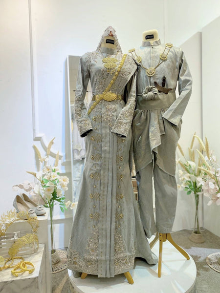 PUSPA SARI - Baju Sanding Thai Dress Songket Silver & Gold | Malay Wedding Dress PP Signature Bridal PUSPA SARI - Baju Sanding Thai Dress Songket Silver & Gold | Malay Wedding Dress PP Signature Bridal