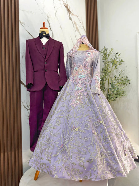 PERIWINKLE Baju Sanding Purple Silver Rental | PP Signature Bridal