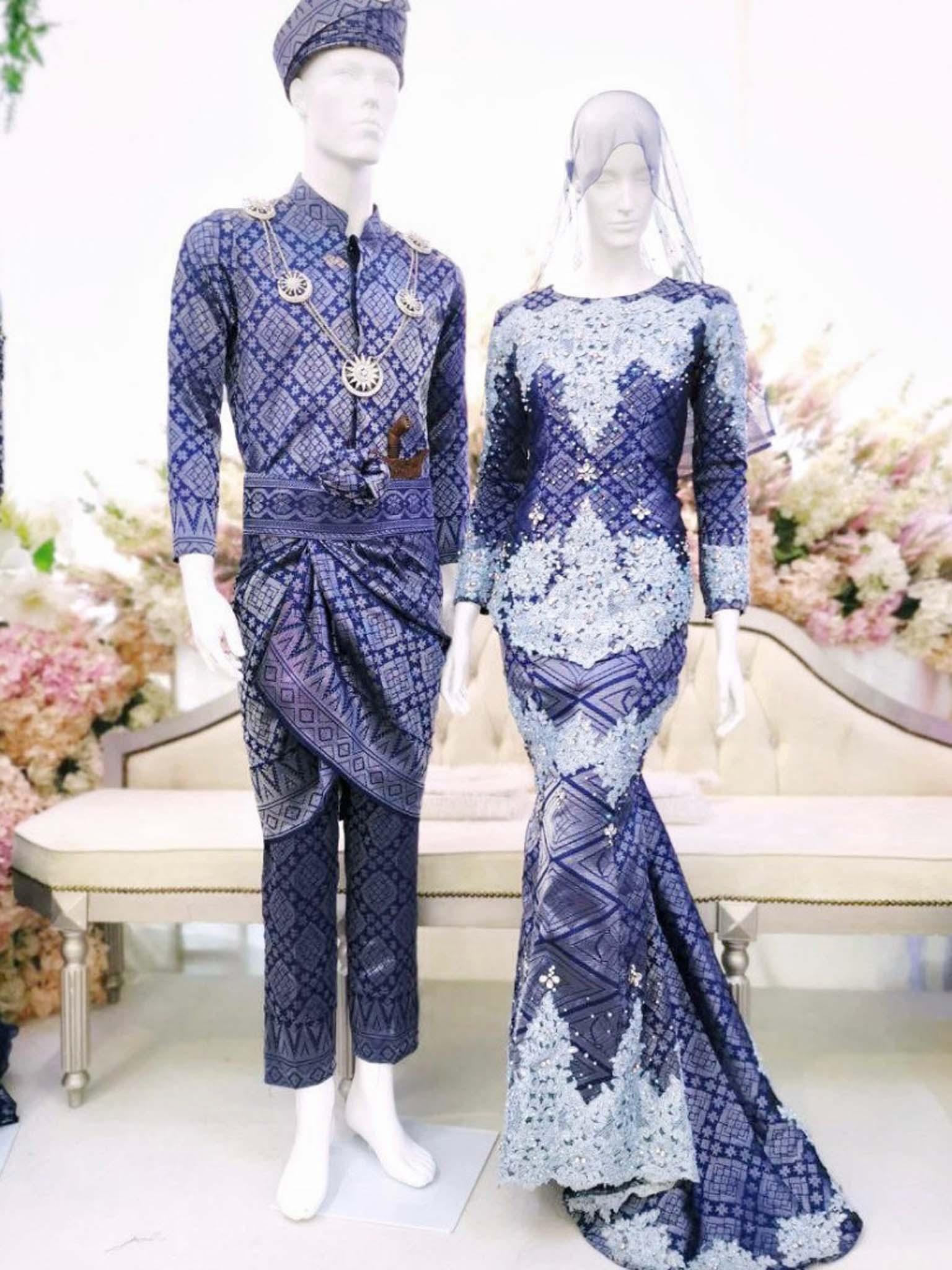 Busana Pengantin-Two Piece Dress, Songket 2D Royal Blue | BENAFE-Butik Pengantin PP