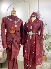 Malay Wedding Dress with Veil & Sanggul Lintang-Groom’s Tanjak, Sampin & Bengkung Set-Songket 2D Wedding Attire-Heritage-Inspired Malay Wedding Look-Modern Yet Traditional Baju Pengantin