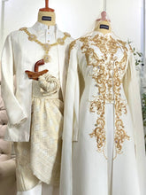 Baju Sanding Tradisional Cardiabaya-Kot Raihan Lelaki Krim Emas-Pakej Baju Sanding L&P Satin Eksklusif