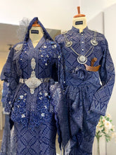 BAIDURI-Navy Blue Songket Kebaya Moden Wedding Dress with Selempang Sulam Biku  (Baju Sanding)-baju sanding tradisional-baju sanding moden-baju sanding muslimah-baju pengantin tradisional-baju pengantin moden-baju pengantin muslimah-sewa baju sanding-sewa baju pengantin-butik baju sanding-butik baju pengantin