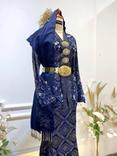 Kebaya moden songket navy blue gold sewa majlis persandingan