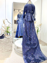 BELINDA - Royal Blue with Silver Songket Wedding Dress with Trail (Baju Sanding)