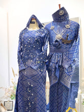 BELINDA - Royal Blue with Silver Songket Wedding Dress with Trail (Baju Sanding)