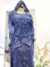 BELINDA - Royal Blue with Silver Songket Wedding Dress with Trail (Baju Sanding)