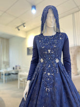 Baju Pengantin Navy Blue Duchess Ballgown with Petticoat & French Lace-baju sanding-baju kahwin