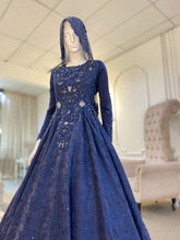 Baju Pengantin Navy Blue Duchess Ballgown with Petticoat & French Lace-baju sanding-baju kahwin