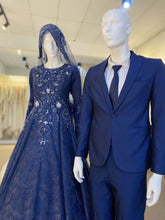 Baju Pengantin Navy Blue Duchess Ballgown with Petticoat & French Lace-baju sanding-baju kahwin