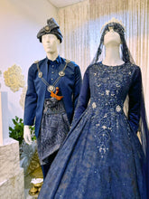 Baju Pengantin Navy Blue Duchess Ballgown with Petticoat & French Lace-baju sanding-baju kahwin