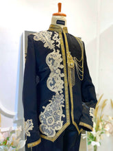 Black Prince Suit-Baju Pengantin Lelaki-Wedding Reception Suit-Prince Coat Design-Light Brown Lace Wedding Outfit-Black Suit Rental-Baju Sanding-Groom Suit Rental-Traditional Wedding Suit-Black and Brown Wedding Attire