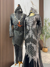 BRIANNA Baju Sanding couple close-up bride Songket 3D details groom coordination