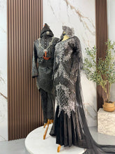 BRIANNA Baju Sanding couple wide shot black silver grey mermaid and Kot Raihan for Majlis Sanding