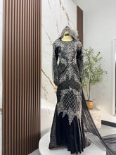 Bride full view BRIANNA Baju Sanding black silver grey mermaid dress Songket 3D