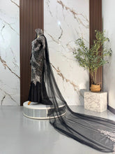 Bride full view BRIANNA Baju Sanding black silver grey mermaid dress Songket 3D