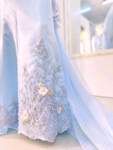 EMPRESS TOPAZ - Baby Blue Duchess Trumpet Wedding Dress with Detachable Cape (Baju Sanding)-Sewaan Baju Sanding L&P with standard aksesori