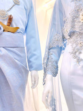 EMPRESS TOPAZ - Baby Blue Duchess Trumpet Wedding Dress with Detachable Cape (Baju Sanding)-Sewaan Baju Sanding L&P with standard aksesori