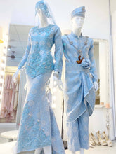 Pakej Sewaan Baju Pengantin Lelaki & Perempuan-LAUREL - Baby Blue Songket Two-Piece Wedding Dress (Baju Sanding)