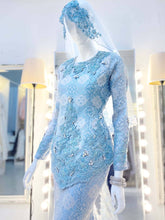 Pakej Sewaan Baju Pengantin Lelaki & Perempuan-LAUREL - Baby Blue Songket Two-Piece Wedding Dress (Baju Sanding)