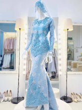 Pakej Sewaan Baju Pengantin Lelaki & Perempuan-LAUREL - Baby Blue Songket Two-Piece Wedding Dress (Baju Sanding)