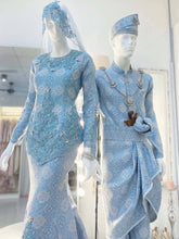 Pakej Sewaan Baju Pengantin Lelaki & Perempuan-LAUREL - Baby Blue Songket Two-Piece Wedding Dress (Baju Sanding)