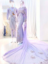 EMPRESS LAVENDER - Baju Sanding Preloved Dusty Purple Lavender Songket Trumpet Wedding Dress with Long Cape [FOR SALE]