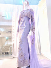 EMPRESS LAVENDER - Baju Sanding Preloved Dusty Purple Lavender Songket Trumpet Wedding Dress with Long Cape [FOR SALE]