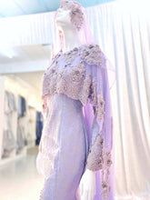 EMPRESS LAVENDER - Baju Sanding Preloved Dusty Purple Lavender Songket Trumpet Wedding Dress with Long Cape [FOR SALE]
