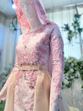 Pakej Sewaan Baju Pengantin Lelaki & Perempuan-ROSSIE - Baby Pink & Cream Songket Trumpet Wedding Dress with Trail (Baju Sanding) 