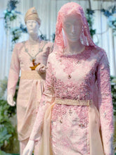 Pakej Sewaan Baju Pengantin Lelaki & Perempuan-ROSSIE - Baby Pink & Cream Songket Trumpet Wedding Dress with Trail (Baju Sanding) 