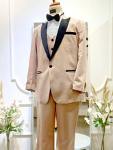 CHAMPAGNE 1-Champagne 3-Piece Wedding Suit light Brown with Black Peak lapel-groom suit-custom wedding suit-rent tuxedo-groom suit rental-custom wedding suit design-plus size wedding suits-sewa baju pengantin lelaki-butik baju pengantin lelaki-baju pengantin lelaki moden-baju sanding moden-baju dinner lelaki