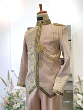 Champagne Prince Suit-Baju Pengantin Lelaki-Wedding Reception Suit-Prince Coat Design-Light Brown Lace Wedding Outfit-Champagne Suit Rental-Baju Sanding-Groom Suit Rental-Traditional Wedding Suit-Champagne and Brown Wedding Attire