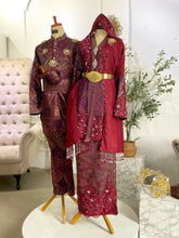 CHE' RAH - Baju Sanding Maroon & Purple Songket Kebaya with Selempang Sulam