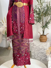 CHE' RAH - Baju Sanding Maroon & Purple Songket Kebaya with Selempang Sulam