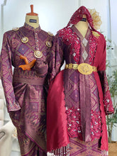 CHE' RAH - Baju Sanding Maroon & Purple Songket Kebaya with Selempang Sulam
