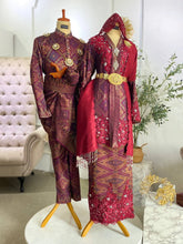 CHE' RAH - Baju Sanding Maroon & Purple Songket Kebaya with Selempang Sulam