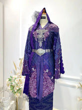 Back View Bride’s Cik Manggis Kebaya Dark Purple Songket with Sulam Detailing