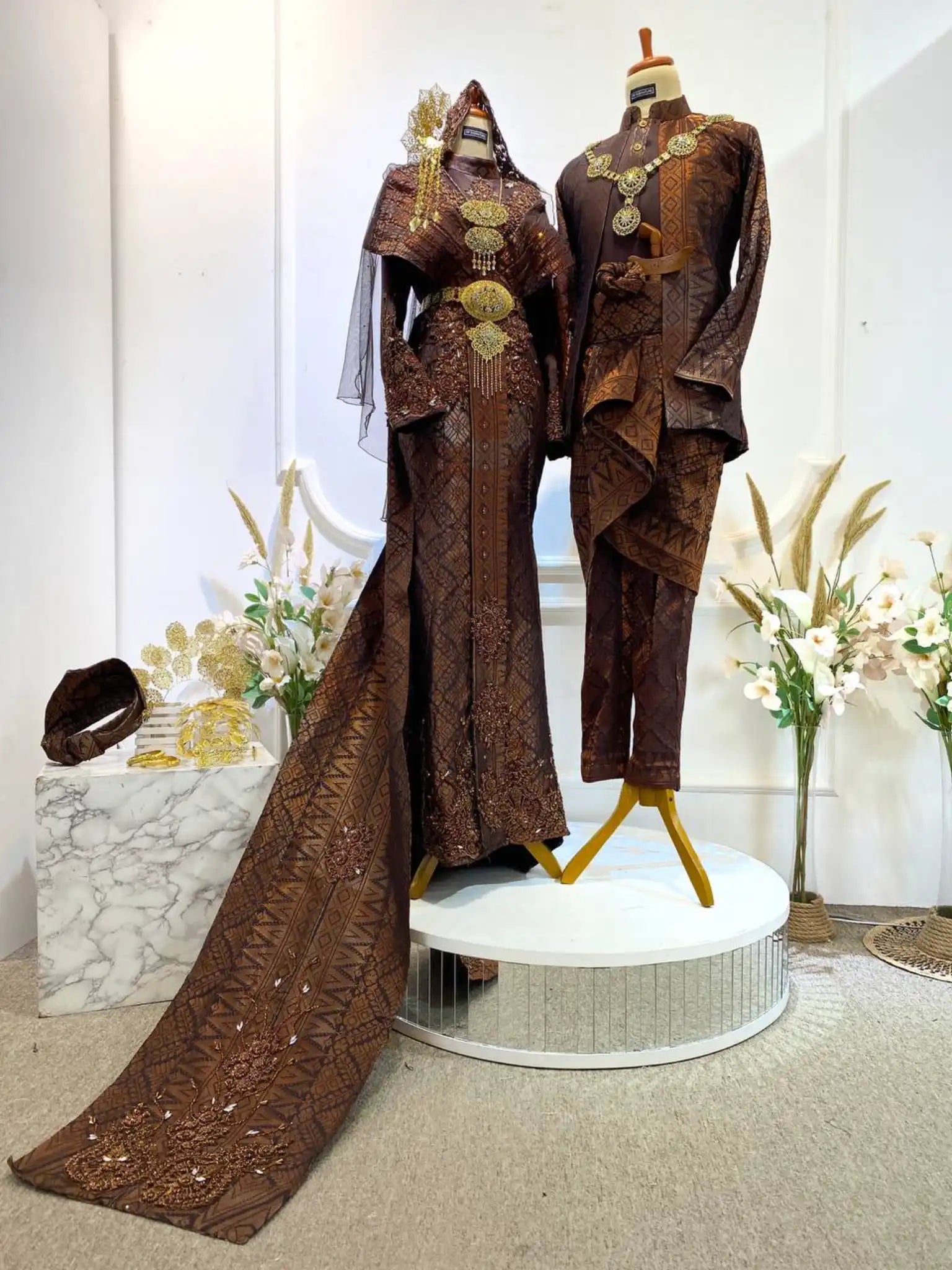 Black Songket Wedding Dress CIK SITI WAN KEMBANG Dark Brown