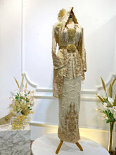 Baju Sanding Tradisional Elegan Soft Tone-Busana pengantin warna lembut dan klasik-Pakej baju sanding L&P warna gold