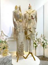 CINDAI – Baju Sanding Songket Light Brown & Gold-Baju sanding warna coklat muda-Kebaya moden dengan selempang sulam biku