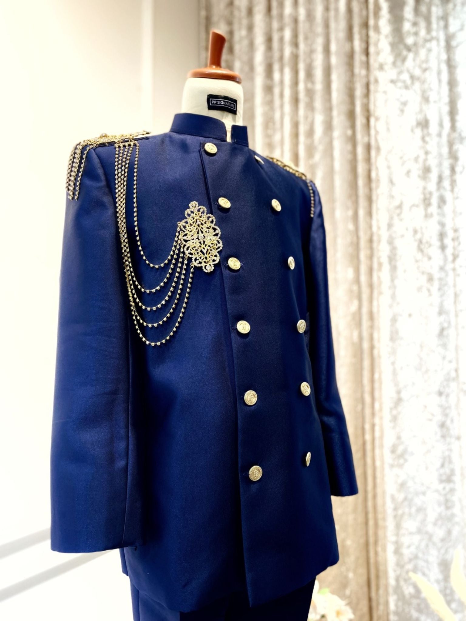 Navy blue captain suit-Malay wedding attire-Navy blue groom suit-Elegant wedding attire-Malay groom attire-Traditional wedding suit-baju sanding lelaki-baju kahwin lelaki-sewa baju kahwin