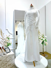 DAISY - Off White Duchess Pleated Dress with French Lace (Baju Sanding)