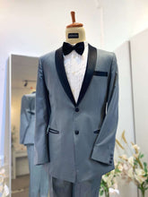Dark grey tuxedo rental-Two-piece tuxedo-Tuxedo with shawl lapel-Formal event tuxedo-Wedding tuxedo-Tuxedo for grooms-Black contrast tuxedo-Stylish tuxedo rental-Affordable tuxedo-Tuxedo rental online