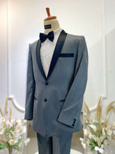 Dark grey tuxedo rental-Two-piece tuxedo-Tuxedo with shawl lapel-Formal event tuxedo-Wedding tuxedo-Tuxedo for grooms-Black contrast tuxedo-Stylish tuxedo rental-Affordable tuxedo-Tuxedo rental online