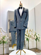 Dark grey tuxedo rental-Two-piece tuxedo-Tuxedo with shawl lapel-Formal event tuxedo-Wedding tuxedo-Tuxedo for grooms-Black contrast tuxedo-Stylish tuxedo rental-Affordable tuxedo-Tuxedo rental online