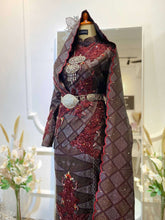 DELIMA-Dark Maroon Songket-2-Piece Wedding Dress-Kelubong Sari Sulam Biku-baju sanding tradisional-baju sanding moden-baju sanding muslimah-baju pengantin tradisional-baju pengantin moden-baju pengantin muslimah-sewa baju sanding-sewa baju pengantin-butik baju sanding-butik baju pengantin