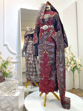 DELIMA-Dark Maroon Songket-2-Piece Wedding Dress-Kelubong Sari Sulam Biku-baju sanding tradisional-baju sanding moden-baju sanding muslimah-baju pengantin tradisional-baju pengantin moden-baju pengantin muslimah-sewa baju sanding-sewa baju pengantin-butik baju sanding-butik baju pengantin