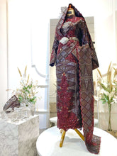 DELIMA-Dark Maroon Songket-2-Piece Wedding Dress-Kelubong Sari Sulam Biku-baju sanding tradisional-baju sanding moden-baju sanding muslimah-baju pengantin tradisional-baju pengantin moden-baju pengantin muslimah-sewa baju sanding-sewa baju pengantin-butik baju sanding-butik baju pengantin