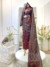 DELIMA-Dark Maroon Songket-2-Piece Wedding Dress-Kelubong Sari Sulam Biku-baju sanding tradisional-baju sanding moden-baju sanding muslimah-baju pengantin tradisional-baju pengantin moden-baju pengantin muslimah-sewa baju sanding-sewa baju pengantin-butik baju sanding-butik baju pengantin