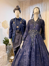 DRIZELA - Baju Pengantin Navy Blue Duchess Ballgown with Petticoat & Glitter Lace-Baju Sanding-Kot Raihan-Prince Suit-Tomaz suit